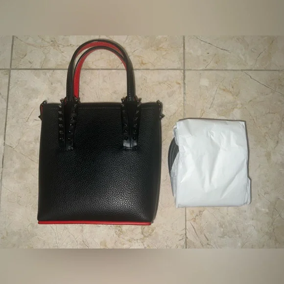 Christian Louboutin Cabata Mini Spiked Tote Black/Red | Sold Out Online | NWOT - Picture 6 of 12